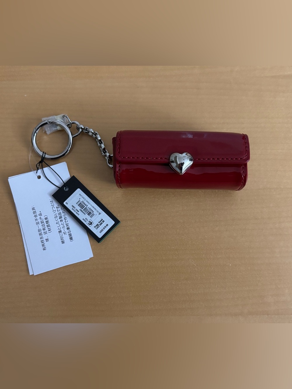 Kate Spade Red Patent Heart Keychain Lipstick Wallet - Picture 3 of 5